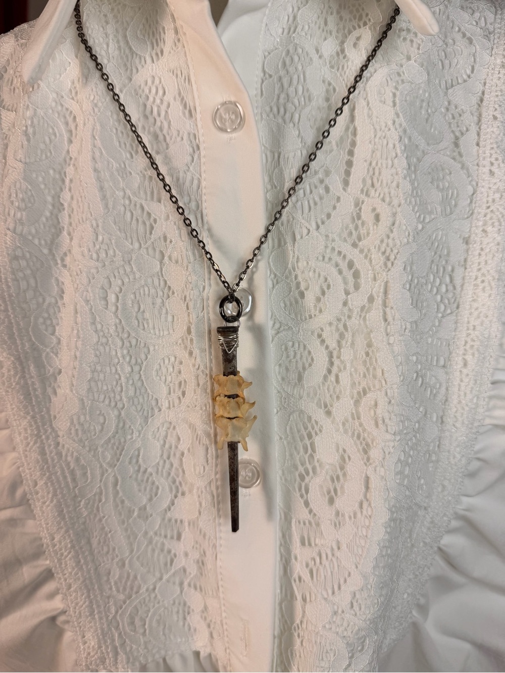 Vertebrae on a spike necklace.